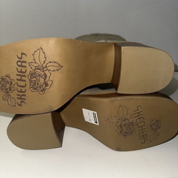 Skechers Boots Tan Beige Platform Size 10 Medium Mid Calf Platform Square Toe - Picture 6 of 11